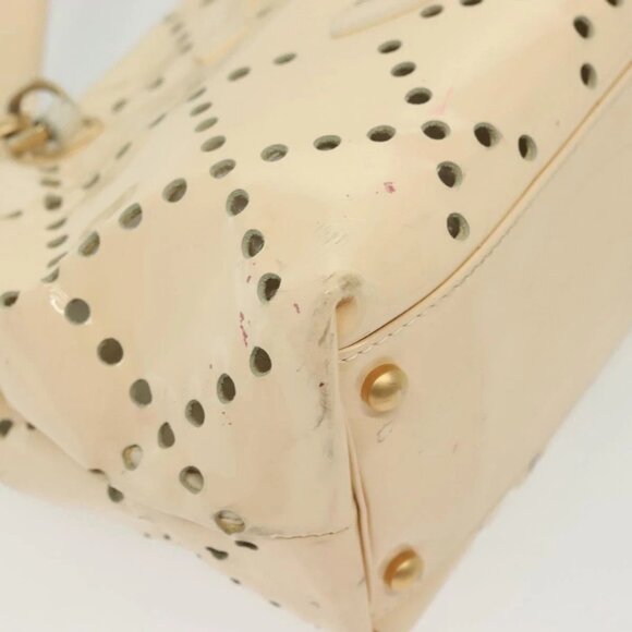 CHANEL Chain Shoulder Bag Enamel Ivory Gold CC Auth 136726 - Picture 5 of 16